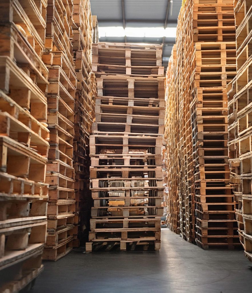 Overfilled warehouse that could use a Inverness pallet collection service to free up additional space.